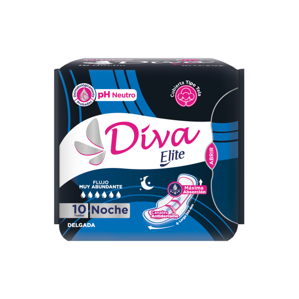 Diva Toallas Sanitarias Delgada Noche 10 und 1x24