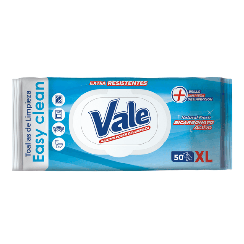 VALE TOALLAS EASY CLEAN BICARBONATO ACTIVO 50UND 1X12