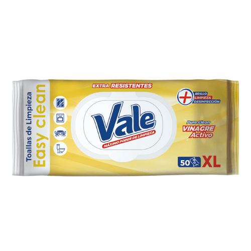 VALE TOALLAS EASY CLEAN VINAGRE ACTIVO 50UND 1X12